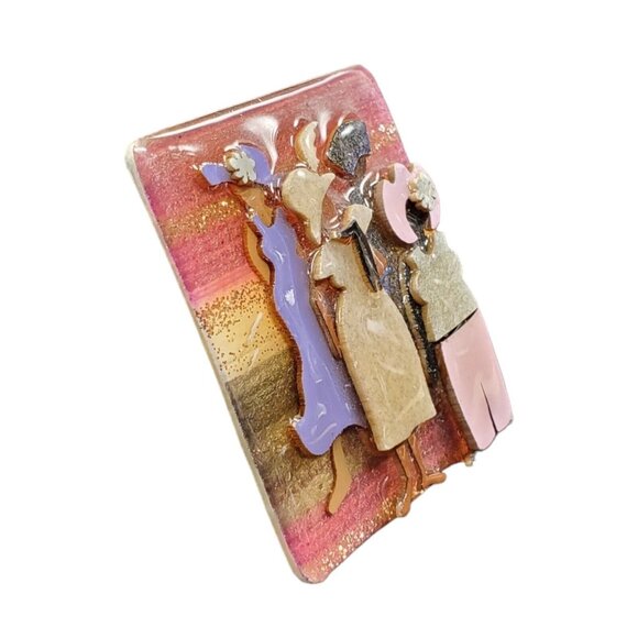 Vtg Woman Pins By Lucinda Brooch Resin Pastels - Picture 3 of 10